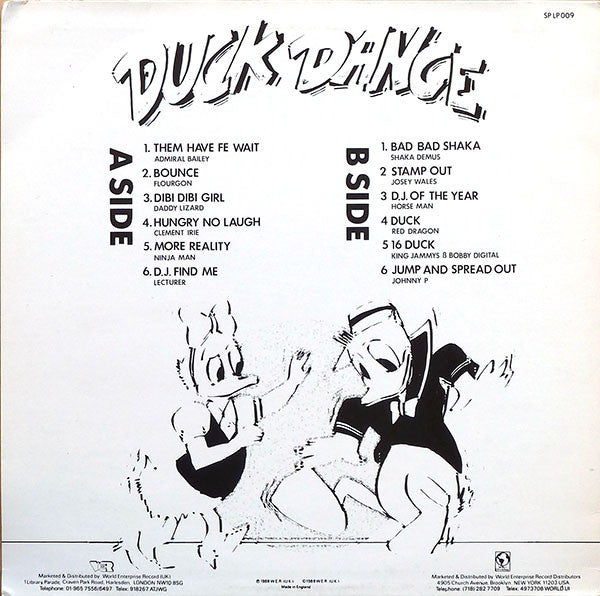 Image of Back Cover of LP - VG/G+ - VARIOUS, Duck Dance Competition (Super Power; SP LP 009, UK & US 1988), Lighter marks only. Sticker ghost on front sleeve,  - 3016334C
