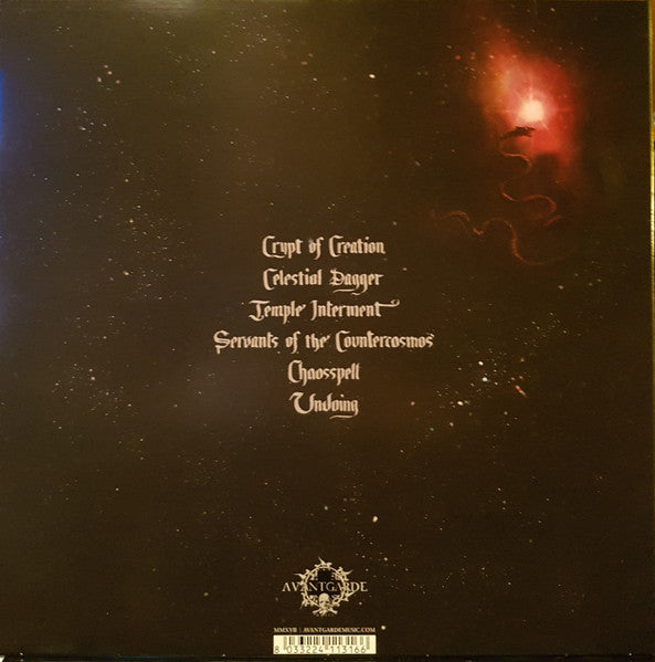 Image of Back Cover of LP - VG+/VG+ - WODE, Servants Of The Countercosmos (Avantgarde Music; AV316, UK 2018 Reissue, Inner, Second pressing of 'Servants of the Countercosmos' on gold vinyl (100/300)), ,  - 3046263S