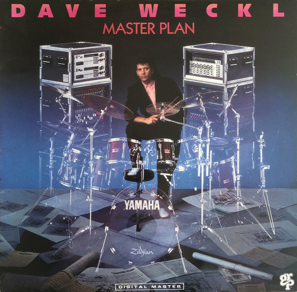 Image of Front Cover of LP - VG/VG+ - DAVE WECKL, Master Plan (GRP; GRP-9619-1, Switzerland 1990), Edge and ring wear. Old shop sticker on cover.,  - 3046149S