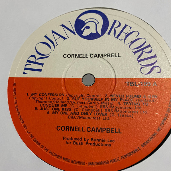Image of Front Cover of LP - /G+ - CORNELL CAMPBELL, Cornell Campbell (Trojan Records; TBL 199, UK 1973, Plain Sleeve), Light marks, plays above grade. Sticker removal on label. No pic sleeve., A1	My ConfessionA2	Never Found A GirlA3	Put Yourself In My PlaceA4	Trying To Conquer MeA5	Once AgoA6	My One And Only LoverB1	Queen Of The MinstrelB2	StardustB3	For Once In My LifeB4	Don't I Always?B5	You'll Be SorryB6	One Morning In May - 3046271S