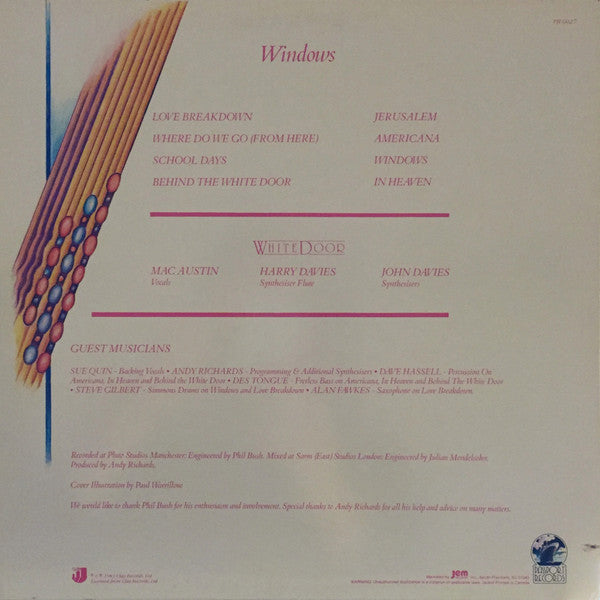 Image of Back Cover of LP - VG/VG+ - WHITE DOOR, Windows (Passport Records; PB 6027, US 1983, Inner), Cut-out (Notched). Small sticker on cover. ,  - 3046155S