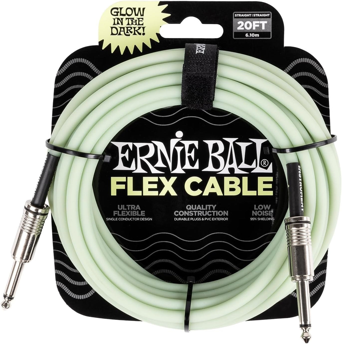 Image of Front Cover of Accessories - NEW/NEW - ERNIE BALL, FLEX INSTRUMENT CABLE STRT/STRT 20FT - GLOW IN THE DARK (, UK ), ,  - 3016366C