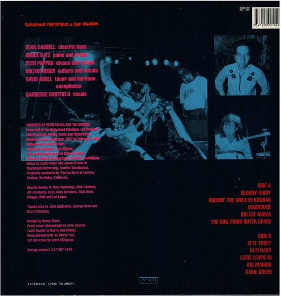 Image of Back Cover of LP - VG/VG+ - BARRENCE WHITFIELD AND THE SAVAGES, Live Emulsified (New Rose Records; ROSE 189, France 1989), ,  - 3016328C