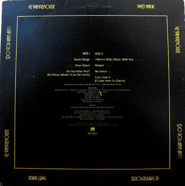 Image of Back Cover of LP - G+/VG+ - LE PAMPLEMOUSSE, Sweet Magic (AVI Records; AVI-6053, US 1978, Picture Sleeve), lots of creasing to sleeve. vinyl in great shape!,  - 3046357S