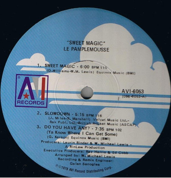 Image of Label Cover of LP - G+/VG+ - LE PAMPLEMOUSSE, Sweet Magic (AVI Records; AVI-6053, US 1978, Picture Sleeve), lots of creasing to sleeve. vinyl in great shape!,  - 3046357S