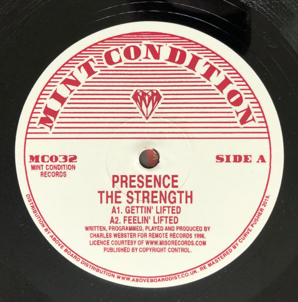 Image of Front Cover of 12" - VG/VG - PRESENCE, The Strength (Mint Condition; MC032, UK 2019, Company Sleeve), Light Marks only., A1	Gettin' LiftedA2	Feelin' LiftedB1	The Strength (Within)B2	The Strength (Without) - 3026279E