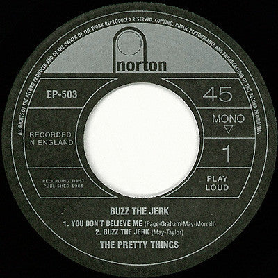 Image of Label Cover of 7" EP - VG+/VG - THE PRETTY THINGS, Buzz The Jerk (Norton Records; EP-503, US 1999, Side A: Recording first published 1965Side B: Recording first published 1965/66.), ,  - 3056176S