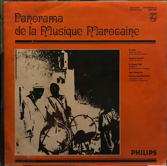 Image of Front Cover of LP - G/G+ - VARIOUS, Panorama De La Musique Marocaine (Philips; 6397.500,  ), Crackle throughout both sides. lots of whispy marks across the record. Tear running halfway along back of sleeve,  - 3146042S