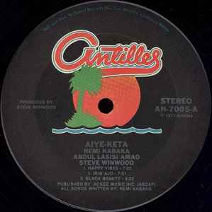 Image of Label Cover of LP - VG+/VG+ - REMI KABAKA, ABDUL LASISI AMAO & STEVE WINWOOD, Aiye-Keta (Antilles; AN 7005, US 1976, Picture Sleeve, Inner), opened shrink. printed inner - light damage opening,  - 3146036S
