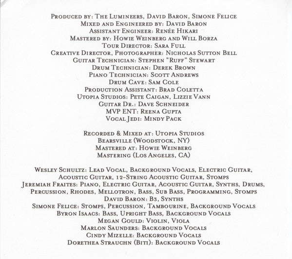 Image of Back Cover of CD - VG+/VG+ - THE LUMINEERS, Automatic (Dualtone; 803020278820, USA & Europe 2025), ,  - 3156007S