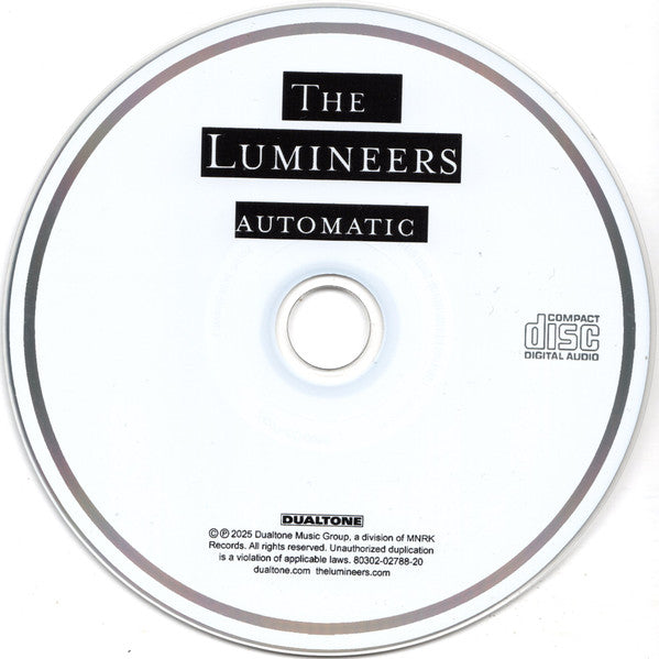 Image of Label Cover of CD - VG+/VG+ - THE LUMINEERS, Automatic (Dualtone; 803020278820, USA & Europe 2025), ,  - 3156007S