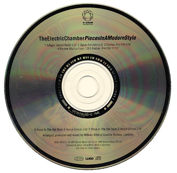 Image of Label Cover of CD - VG+/EX - THE ELECTRIC CHAMBER, Pieces In A Modern Style (N-GRAM Recordings; 0630 10722 2, UK & Europe 1995, William Orbit), Promo sticker on rear case.,  - 3116021C