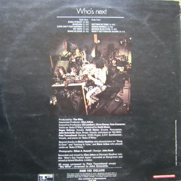 Image of Back Cover of LP - VG/VG - THE WHO, Who's Next (Track Record; 2408 102, UK 1971, Missing original inner, Spine not pinched), ,  - 3126003E