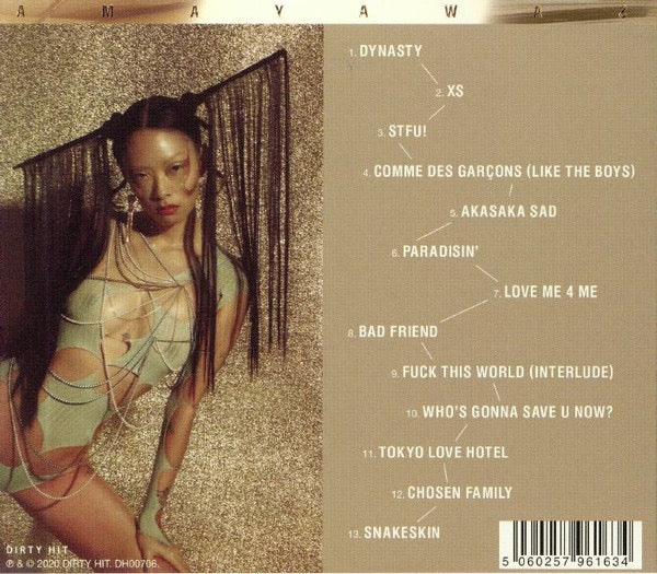 Image of Back Cover of CD - VG+/VG - RINA SAWAYAMA, Sawayama (Dirty Hit; DH00706, Europe 2020, Digipak, Booklet), ,  - 3116027C