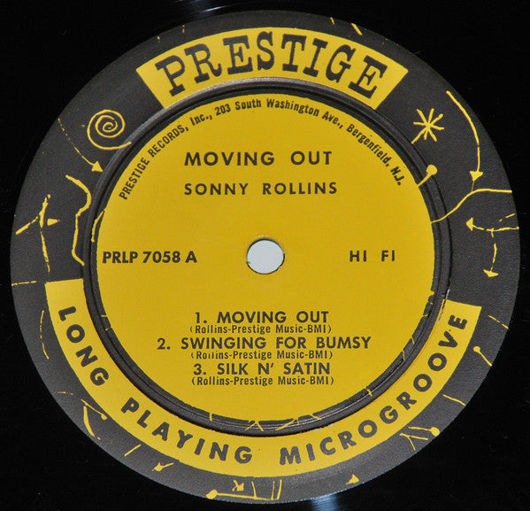 Image of Label Cover of LP - VG+/VG+ - SONNY ROLLINS, Moving Out (Prestige Deep Groove, NJ Address; LP 7058, US 1958, No Prestige Address on Rear Sleeve), ,  - 3126031E