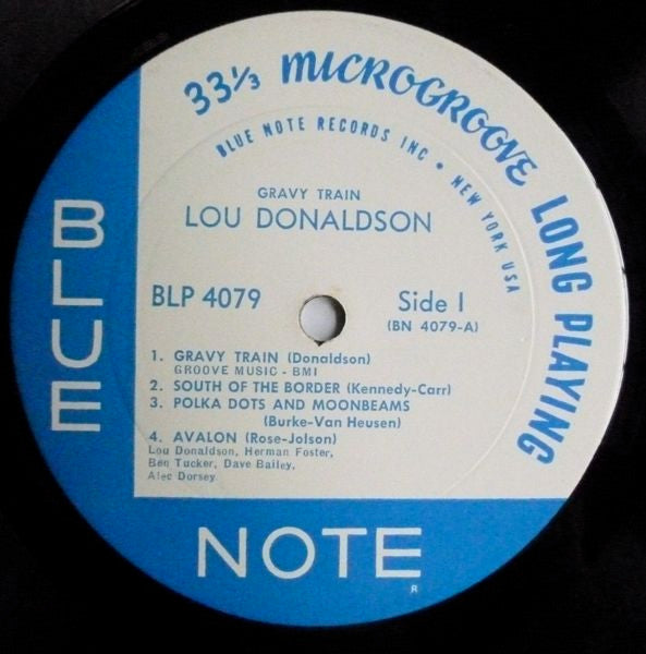 Image of Label Cover of LP - VG/VG - LOU DONALDSON, Gravy Train (Blue Note - New York Address, No Deep Groove on Either Side; BLP 4079, US 1962, Pasteback Sleeve, Mono; 'RVG' & ear in runout), Strong VG, Company Inner, Theresa Written in Ball Pen on Rear Sleeve,  - 3126032E