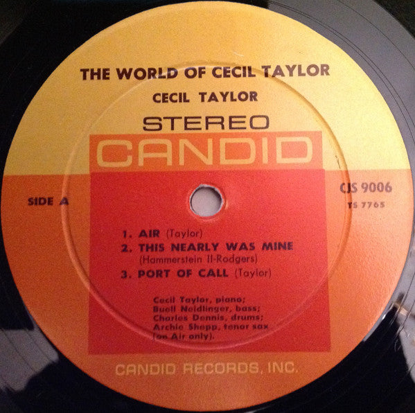 Image of Label Cover of LP - VG/VG - CECIL TAYLOR, The World Of Cecil Taylor (Candid Deep Groove; 9006, US 1961), Minor tear to rear Paper Sleeve In Bottom Left Corner,  - 3126035E
