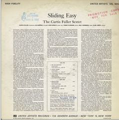 Image of Back Cover of LP - VG+/VG+ - THE CURTIS FULLER SEXTET, Sliding Easy (United Artists Records; UAL 4041, US 1959, Promotion Copy, Promo Stamp on Rear Sleeve), ,  - 3126038E