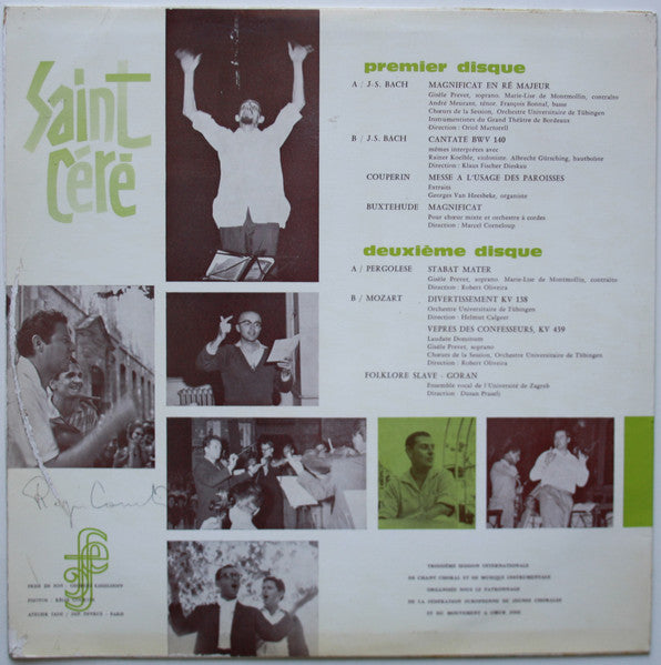 Image of Back Cover of LP - VG+/VG - SAINT C R  1962 TROISI ME SESSION INTERNATIONALE (DEUXIEME DISQUE), Pergolese: Stabat Mater / Mozart: Divertissement, Vepres Des Confesseurs / Goran (Folklore Suite) (Saint-C r ; LPL 2107, France 1962, Laminated Sleeve), ,  - 3126040E