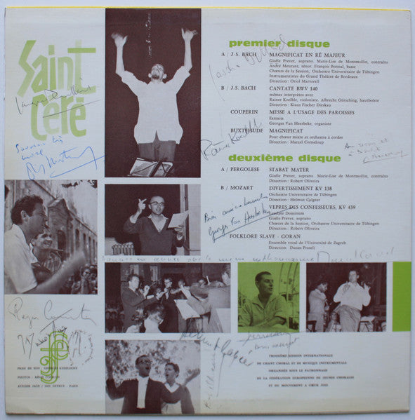Image of Back Cover of LP - VG+/VG - SAINT C R  1962 TROISI ME SESSION INTERNATIONALE (PREMIERE DISQUE), Jean-S bastien Bach: Magnificat, Cantata / Couperin: Messe / Buxtehude: Magnificat (Saint-C r ; LPL 2107, France 1962, Laminated Sleeve), ,  - 3126041E