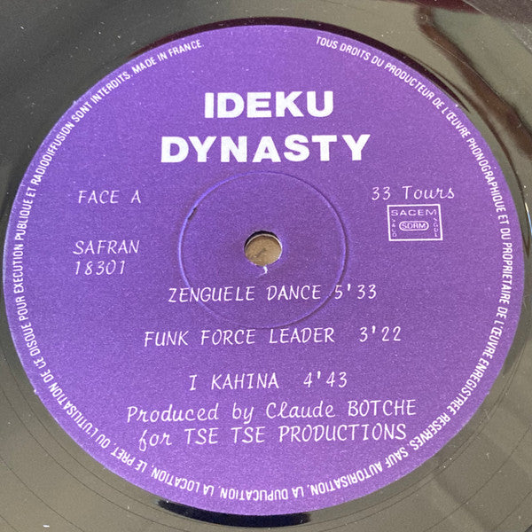 Image of Label Cover of LP - VG/VG - IDEKU DYNASTY, Ideku Dynasty (Safran; 18301, France 1981), ,  - 3126017E