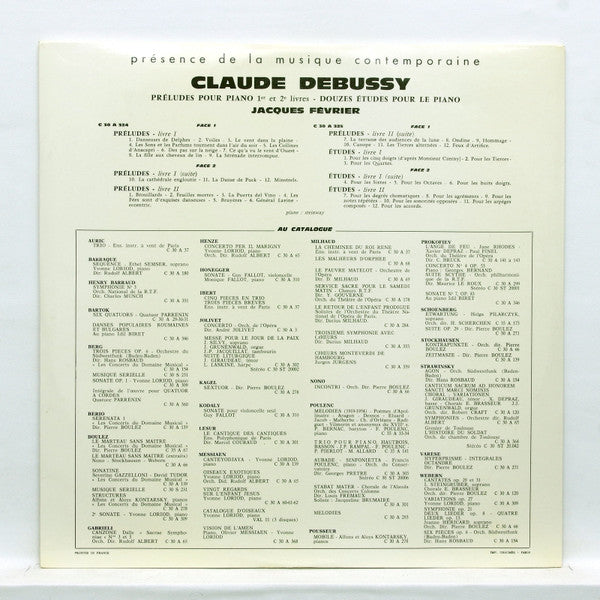 Image of Back Cover of 2xLP - VG/VG - JACQUES F VRIER, DEbussy: Pr ludes Pour Piano 1er Et 2e Livres / Douze  tudes Pour Le Piano (Vega; C 30 A 324 / C 30 A 325, France , Cloth Bound Gatefold Sleeve With Booklet), ,  - 3126042E
