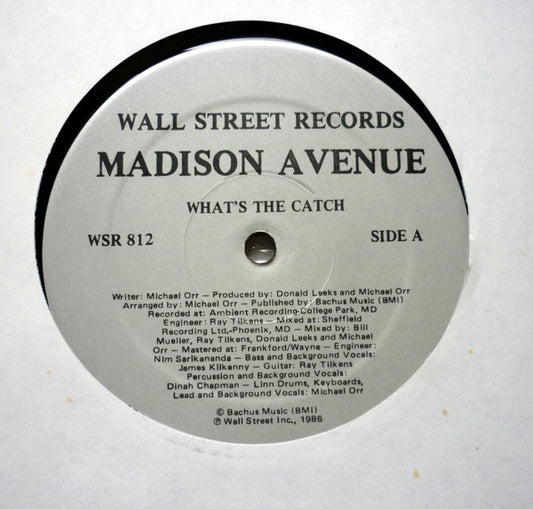 Image of Front Cover of LP - /VG+ - MADISON AVENUE, What's The Catch / Hang On (Wall Street Records; WSR 812, US 1986), ,  - 3126018E