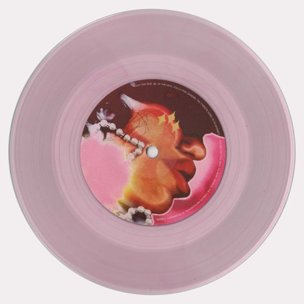 Image of Label Cover of 7" - VG/VG - RAYE, Genesis (Human Re Sources; none, UK, Europe & US 2024, Clear Plastic Stickered Sleeve, cardstock insert, Pink Translucent), Small split to right hand side of plastic sleeve. Some faint marks on disc.,  - 3116015C