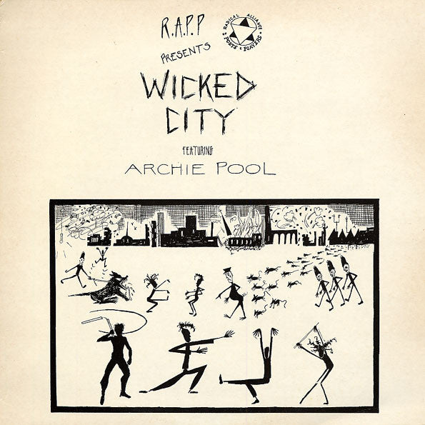 Image of Front Cover of LP - G+/VG - R.A.P.P., Wicked City (Y Records ; Y 30, UK 1982, Missing the insert), Sleeve has small tears on rear, staining, creases.,  - 3126019E
