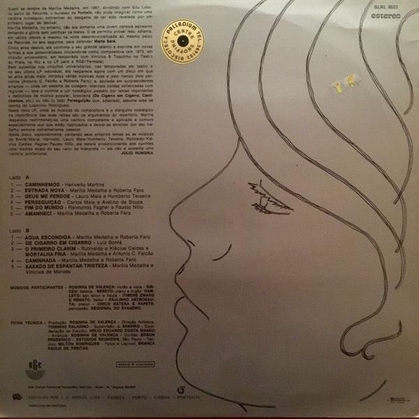Image of Back Cover of LP - VG/G - MARILIA MEDALHA, Caminhada (RGE; SLRL 8523, Portugal 1981 Reissue), Noticable mark on B1 that marks a persistent noise, otherwise, light marks mainly from storage.,  - 3116018C