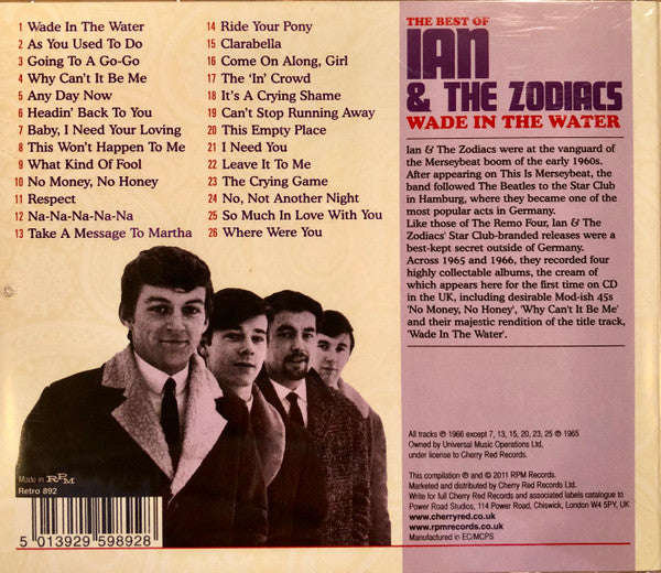 Image of Back Cover of CD - VG+/VG - IAN & THE ZODIACS, Wade In The Water: The Best Of Ian & The Zodiacs (RPM Records; Retro 892, UK 2011, Jewel Case), Mark on disc, plays fine,  - 3136060E