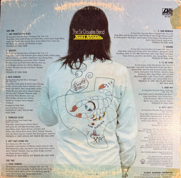 Image of Back Cover of LP - VG/VG - THE SIR DOUGLAS BAND, Texas Tornado (Atlantic; SD 7287, US 1973, Inner), Notch cut in sleeve and inner. Light marks on disc. Sleeve marked and ringworn.,  - 3116019C