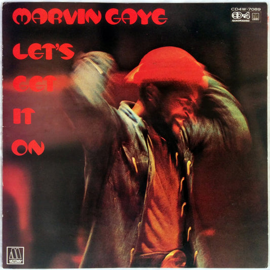Image of Front Cover of LP - G/G - MARVIN GAYE, Let's Get It On (Tamla Motown; CD4W-7089, Japan 1974, Quadraphonic), Many marks on the record. Sleeve has partial seam splits at top and bottom. Edgewear. Pen writing on front and rear.,  - 3126029E