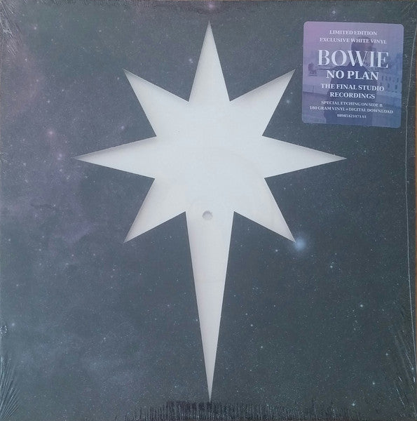 Image of Front Cover of 12" EP - VG+/VG+ - DAVID BOWIE, No Plan EP (Columbia; 88985421071, US 2017, Die Cut Sleeve, Clear thick plastic Inner, Lithograph, White Vinyl, Numbered, Etched B-side, lithograph packaged in seperate generic white sleeve), No. 0314, Still In Opened Shrinkwrap With Hype Sticker, lithograph still in tissue paper with seal sticker,  - 3146092S