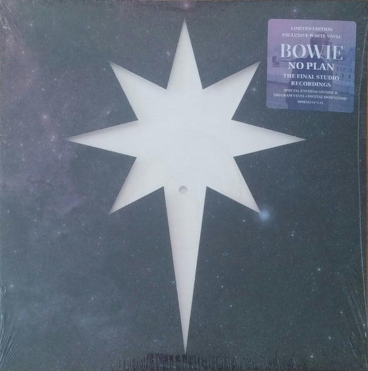 Image of Front Cover of 12" EP - VG+/VG+ - DAVID BOWIE, No Plan EP (Columbia; 88985421071, US 2017, Die Cut Sleeve, Clear thick plastic Inner, Lithograph, White Vinyl, Numbered, Etched B-side, lithograph packaged in seperate generic white sleeve), No. 0314, Still In Opened Shrinkwrap With Hype Sticker, lithograph still in tissue paper with seal sticker,  - 3146092S