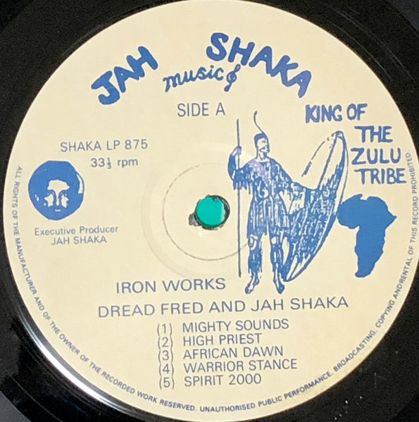 Image of Label Cover of LP - VG/VG+ - DREAD & FRED, Iron Works (Jah Shaka Music; SHAKA 875, UK 1989), Light wear on sleeve.,  - 3116134C