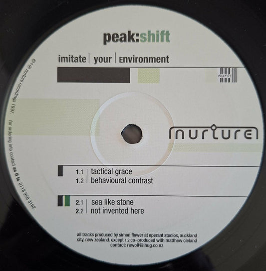 Image of Front Cover of 12" - /VG - PEAK:SHIFT, Imitate Your Environment (Nurture; NUR01, New Zealand 1997, Plain Sleeve), Strong VG, light marks only.,  - 3126093E