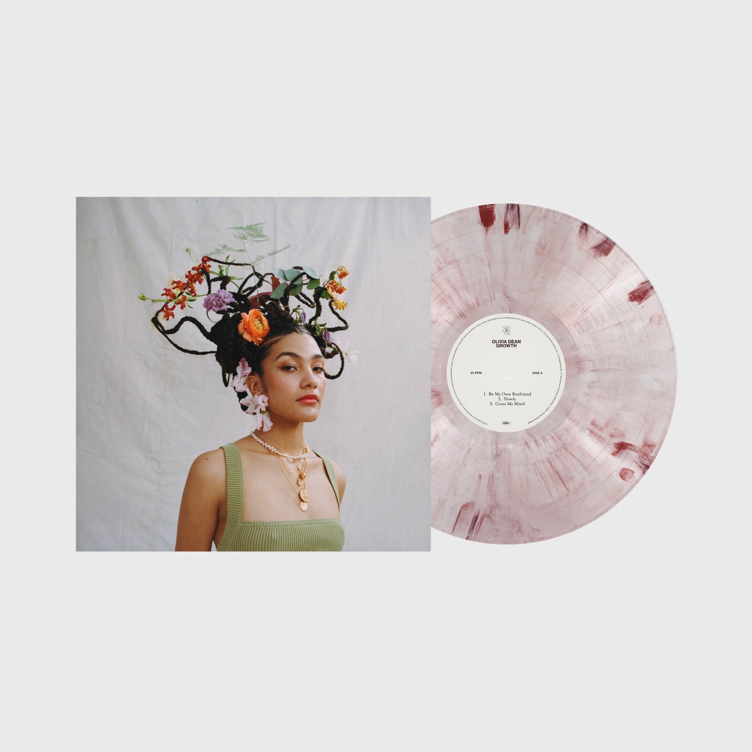 Image of Back Cover of 10" EP - NEW/NEW - OLIVIA DEAN, Growth (5th Anniversary) (Capitol; 5766018, Europe 2026 Reissue, Pink Marble Vinyl), , Limited edition coloured 10  vinyl celebrating the 5th anniversary of  Growth .  Growth  was a digital only release in July 2021 and has never been available as a physical release until now. - 3156073S
