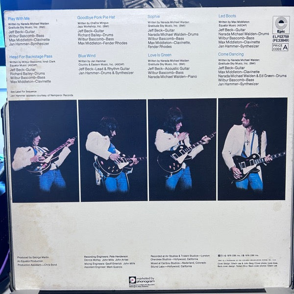 Image of Back Cover of LP - VG/VG - JEFF BECK, Wired (Epic; ELPS 3759, New Zealand 1976), ,  - 3116082C