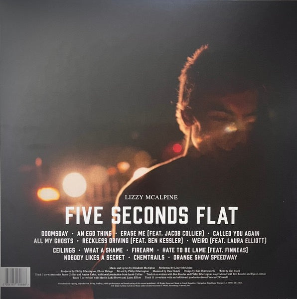 Image of Back Cover of LP - NEW/NEW - LIZZY MCALPINE, Five Seconds Flat (Harbour Artists & Music; HRL010A, Worldwide 2022, Gatefold), ,  - 3036136E