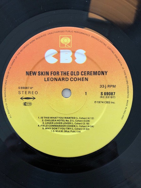 Image of Label Cover of LP - VG/VG - LEONARD COHEN, New Skin For The Old Ceremony (CBS Sunburst Labels; S 69087, UK 1970s Reissue), ,  - 3116083C