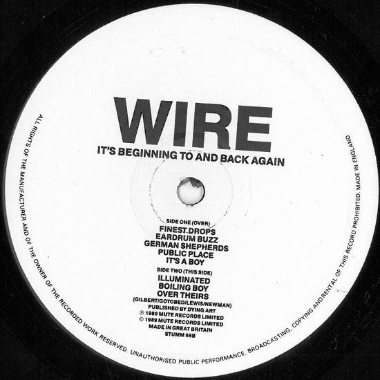 Image of Label Cover of LP - VG+/VG+ - WIRE, It's Beginning To And Back Again (Mute; STUMM 66, UK 1989, No Hype Sticker, No signed insert, All 4 postcards are unsigned), 2 or 3 very light hairlines only. ,  - 3126129E