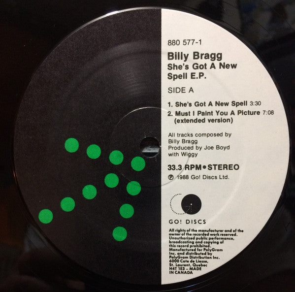 Image of Label Cover of LP - VG+/VG - BILLY BRAGG, She's Got A New Spell (Go! Discs; 880 577-1, Canada 1988, Limited Edition), ,  - 3126159E