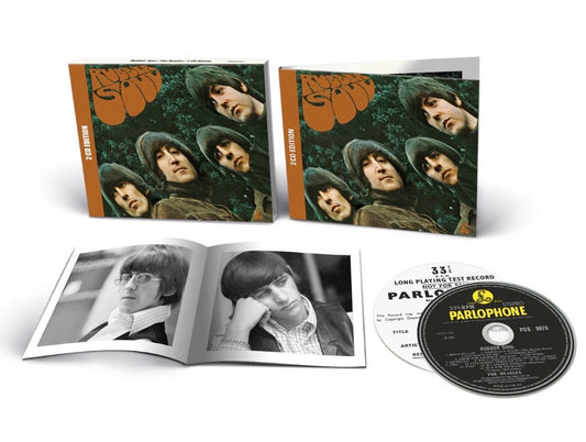 Image of Front Cover of 2xCD - NEW/NEW - THE BEATLES, Rubber Soul - Special Edition Deluxe: 2CD (UMR/ Calderstone; 6575035, UK 2026 Reissue, Booklet, 2CD Deluxe Edition, new stereo mix by Giles Martin and Sam Okell, 16 session recordings with early versions, 'Day Tripper' and 'We Can Work It Out' non-album singles, 40-page booklet with rare photos and detailed album notes.), , This Special Edition Deluxe 2CD of The Beatles' sixth album, Rubber Soul features the new mix by Giles Martin and Sam Okell; plus, a
