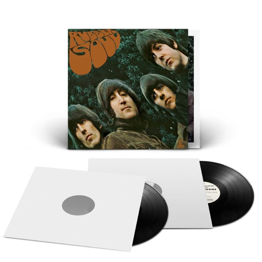 Image of Front Cover of 2xLP - NEW/NEW - THE BEATLES, Rubber Soul - Special Edition Deluxe: 2LP (UMR/ Calderstone; 5721751, UK 2026 Reissue, 4 Page Insert, 2LP Deluxe Edition, new stereo mix by Giles Martin and Sam Okell, 16 session recordings with early versions, 'Day Tripper' and 'We Can Work It Out' non-album singles, half-speed mastered, 180g heavyweight black vinyl, 4-page insert, gatefold sleeve.), , This Special Edition Deluxe 2LP of The Beatles' sixth album, Rubber Soul features the new mix by Giles