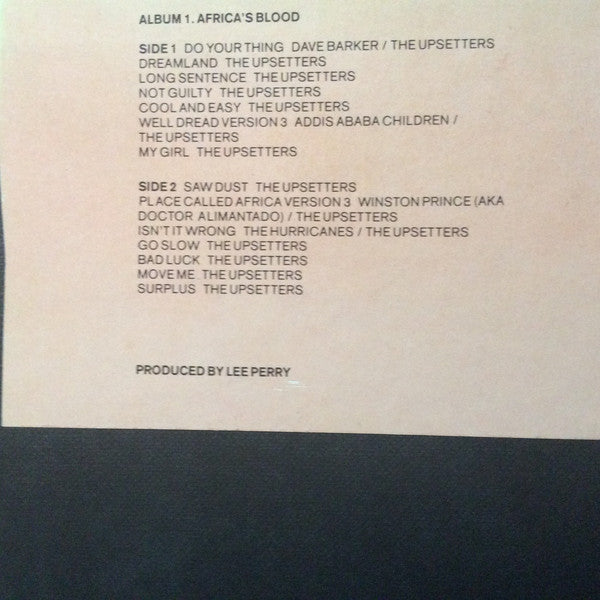 Image of Back Cover of 3xLP - VG/VG - LEE 'SCRATCH' PERRY, THE UPSETTERS & FRIENDS, The Upsetter Box Set (Trojan Records; PERRY 1, UK 1985, Box Set, Africa's Blood / Rhythm Shower / Double Seven), ,  - 3126170E
