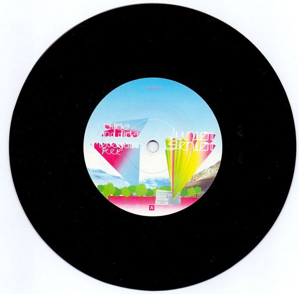Image of Back Cover of 7" - G+/VG - JUNIOR SENIOR, Chicks And Dicks / Move Your Feet (Crunchy Frog; JUNIORDJ2, UK 2003, Promo, Picture Sleeve), Sleeve has wear, a large sticker ghost on front, staining on reverse,  - 3116233C