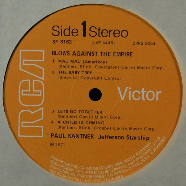Image of Back Cover of LP - VG/VG - PAUL KANTNER / JEFFERSON STARSHIP, Blows Against The Empire (RCA Victor; SF 8163, UK 1970s Reissue, Gatefold, Booklet, NO printer credit inside gatefold. HH price code.), Record lightly fogged, does not effect play.,  - 3116256C