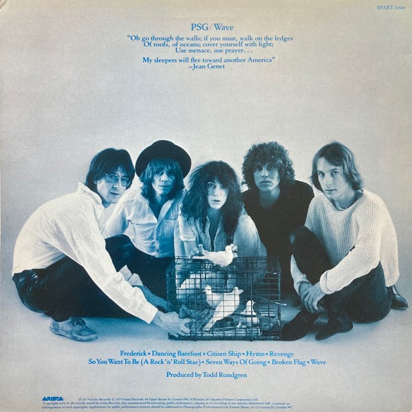 Image of Back Cover of LP - VG/G+ - PATTI SMITH GROUP, Wave (Arista; SPART 1086, UK 1979, Blue Text On Rear, No Insert), Hairlines across disc.,  - 3146144S