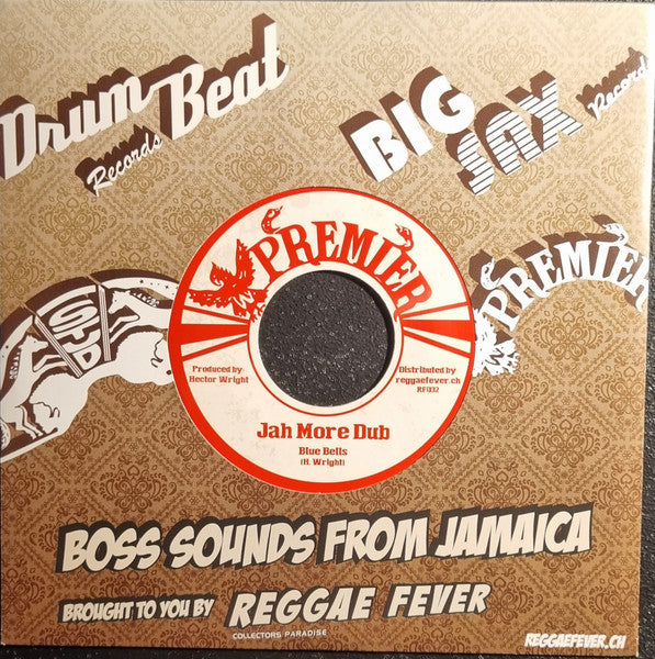 Image of Back Cover of 7" - VG/VG+ - BLUE BELLS, Jah Know (Premier ; RF032, Switzerland 2014 Reissue), Sleeve wavy and labels lightly stained (likely from liquid damage),  - 3116237C
